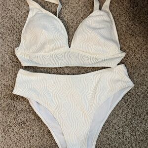 SHEIN White Textured Bikini Set